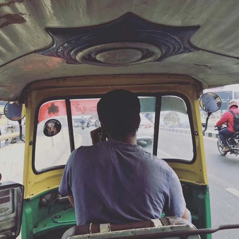 Riding in an auto rickshaw in India